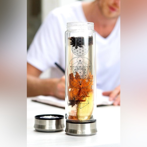 Sacred Lotus ♥️ Double-Walled Glass Tea Infuser  coffee,Smoothies Glass/Strainer - Picture 6 of 6